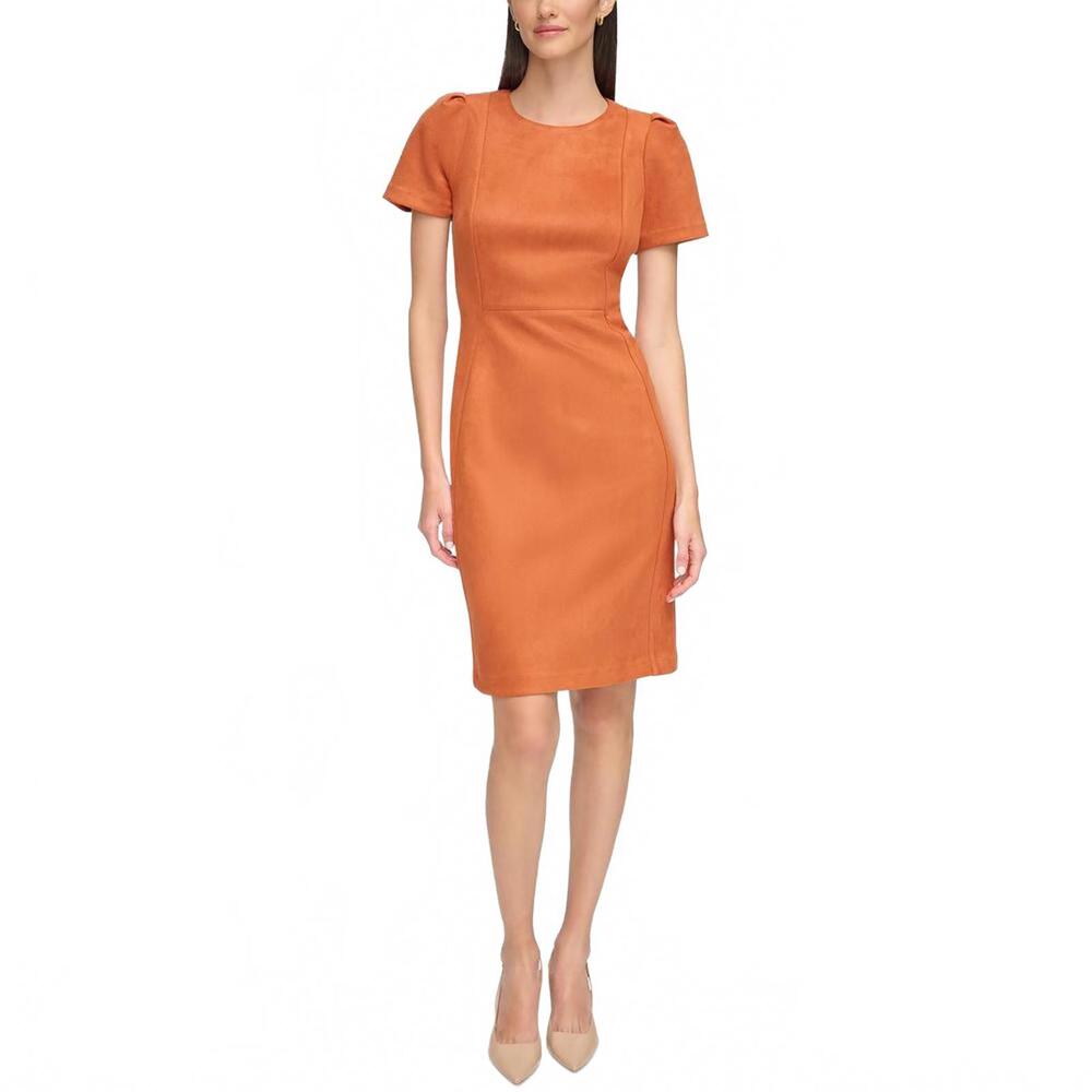 Calvin Klein Rust Orange Suede Midi Dress